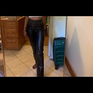 GUCCI Leather Straight Leg Pants